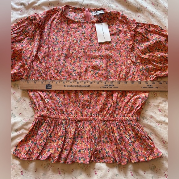 Faithfull the Brand Caleta Ruffled Floral Peplum Top Size Large NWT - Picture 8 of 10